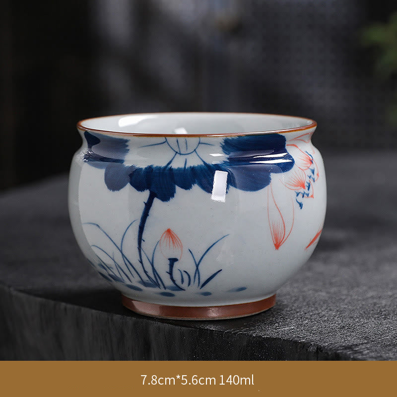 Buddha Stones Fiore di Loto Foglia di Bambù Tazza da Tè in Ceramica Tazze da Tè Kung Fu