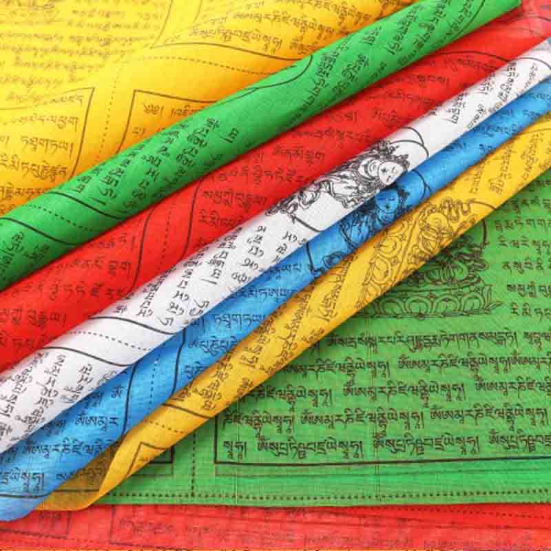 Bandiere di preghiera tibetane a 5 colori con cavallo a vento, portafortuna per esterni, 25 pezzi - image 1