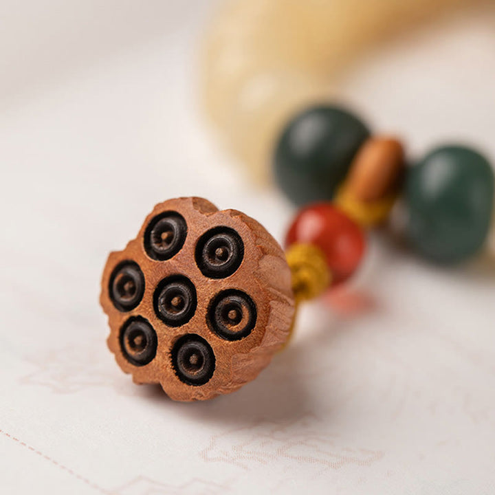 Braccialetto doppio giro Buddha Stones Bodhi Seed Lotus Baccello Charm Peace
