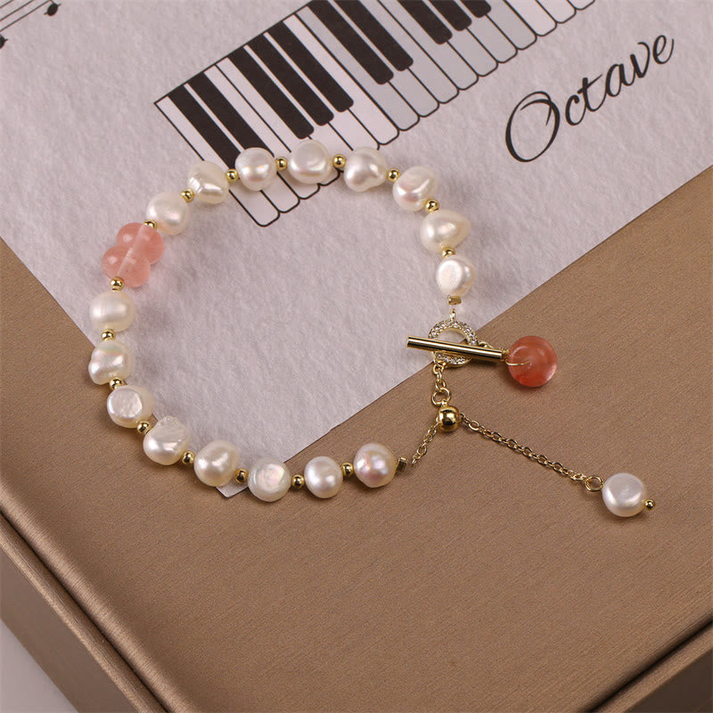 Braccialetto a catena curativo con perle di quarzo fragola verde Buddha Stones