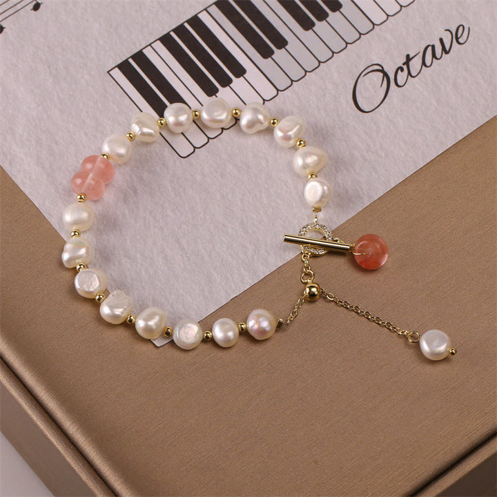 Braccialetto a catena curativo con perle di quarzo fragola verde Buddha Stones