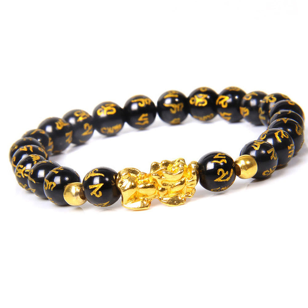 Bracciale della ricchezza in ossidiana Pixiu fortunata con Buddha Stones FengShui - image 1