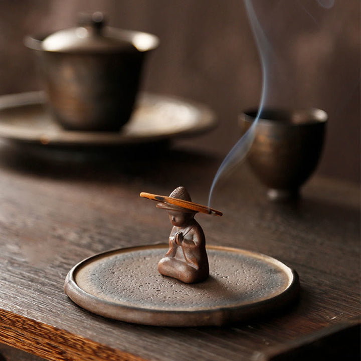 Bruciatore di incenso in ceramica per meditazione e guarigione spirituale di piccole dimensioni