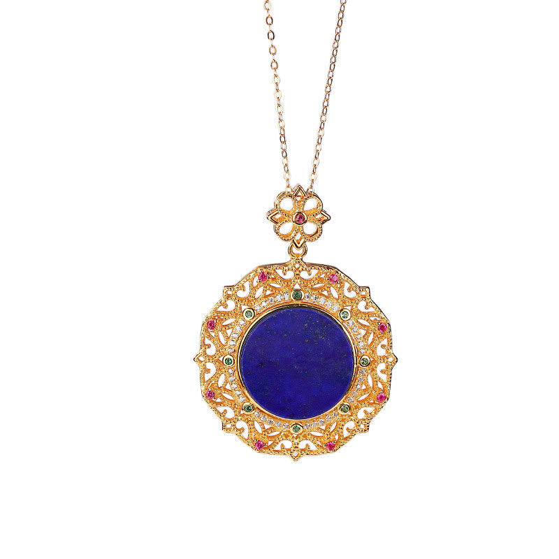 Collana con ciondolo positivo in lapislazzuli e lazurite placcata oro in argento sterling 925 Buddha Stones - image 6