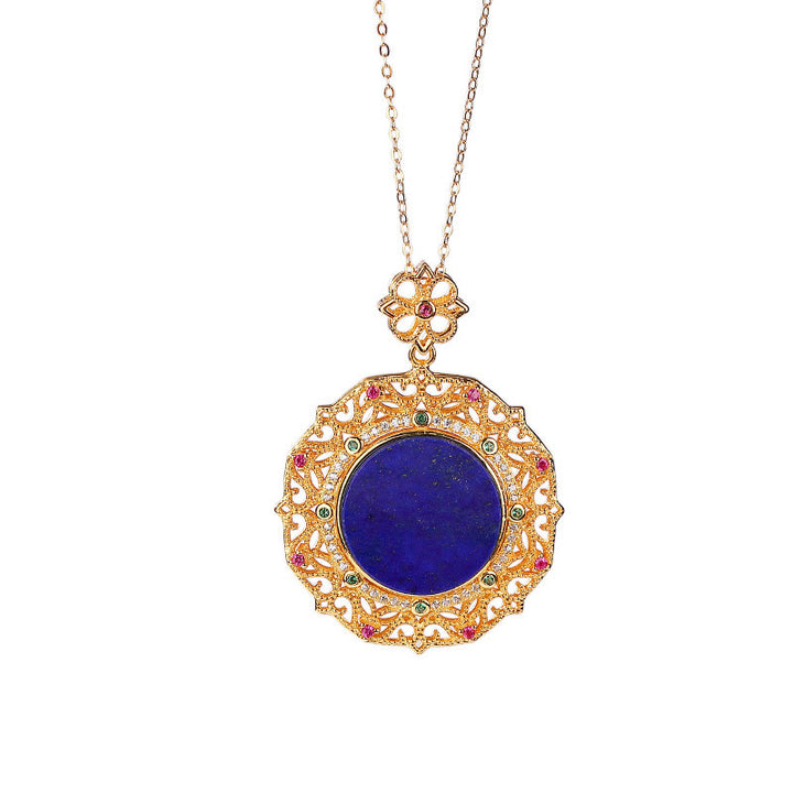 Collana con ciondolo positivo in lapislazzuli e lazurite placcata oro in argento sterling 925 Buddha Stones - image 6