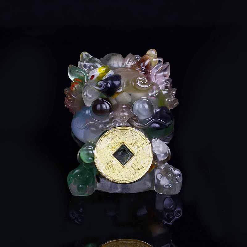 Buddha Stones fatte a mano carine PiXiu moneta d'oro cristallo Fengshui energia ricchezza fortuna decorazione della casa - Occhio di gatto - image 22