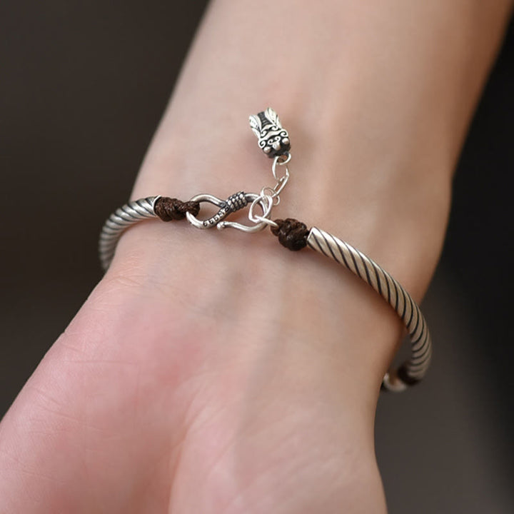 Bracciale Buddha Stones 999 Sterling Silver Bamboo Pattern Cicada Luck Wealth - image 7