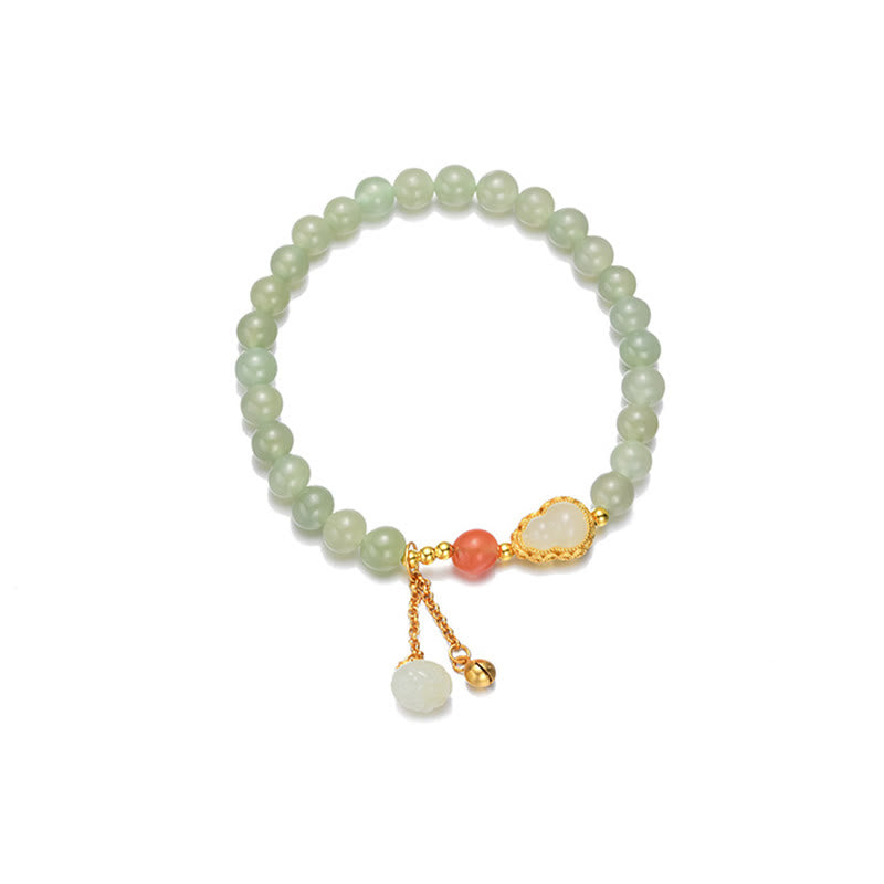 Braccialetto portafortuna in argento sterling 925 con giada Hetian e zucca di loto - image 14