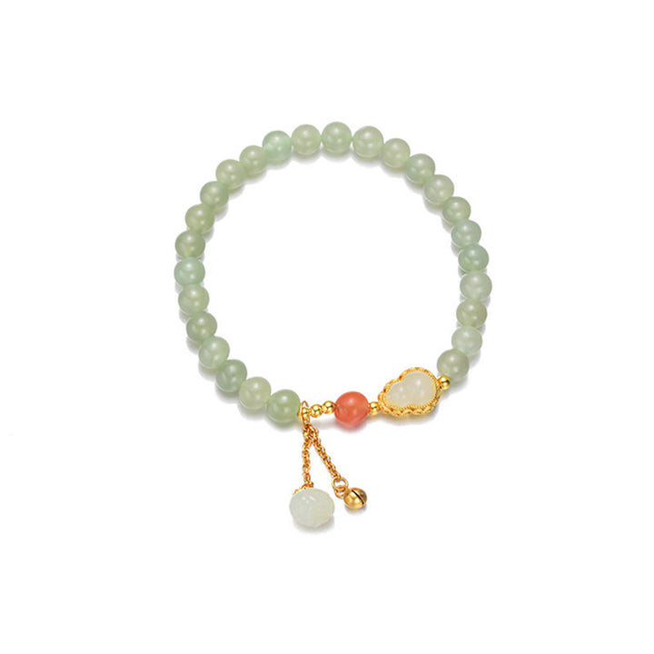 Braccialetto portafortuna in argento sterling 925 con giada Hetian e zucca di loto - image 14