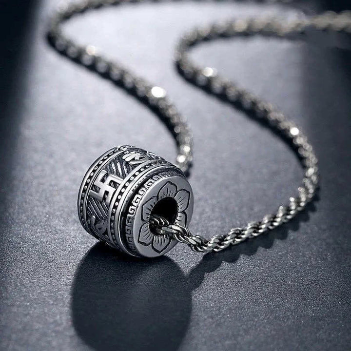Collana con ciondolo di protezione Buddha Stones Tibet Om Mani Padme Hum - Argento - Catena - image 0