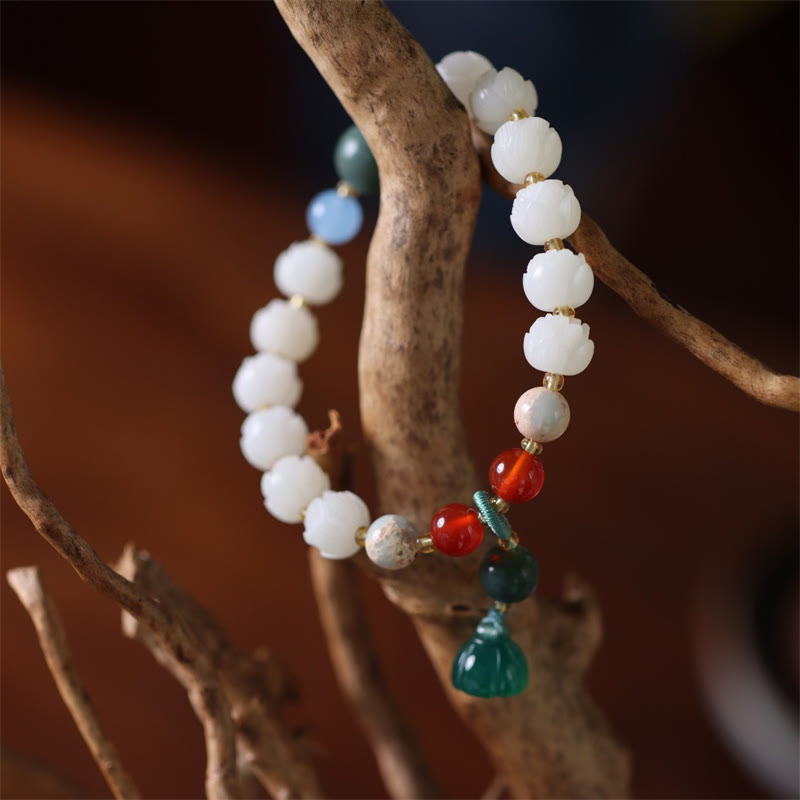 Braccialetto di armonia di pace intagliato con Buddha Stones