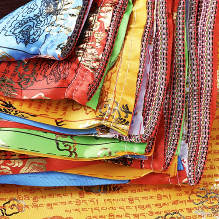 Bandiere di preghiera tibetane a 5 colori con motivo drago e cavallo del vento, per esterni, 20 pezzi. - image 2