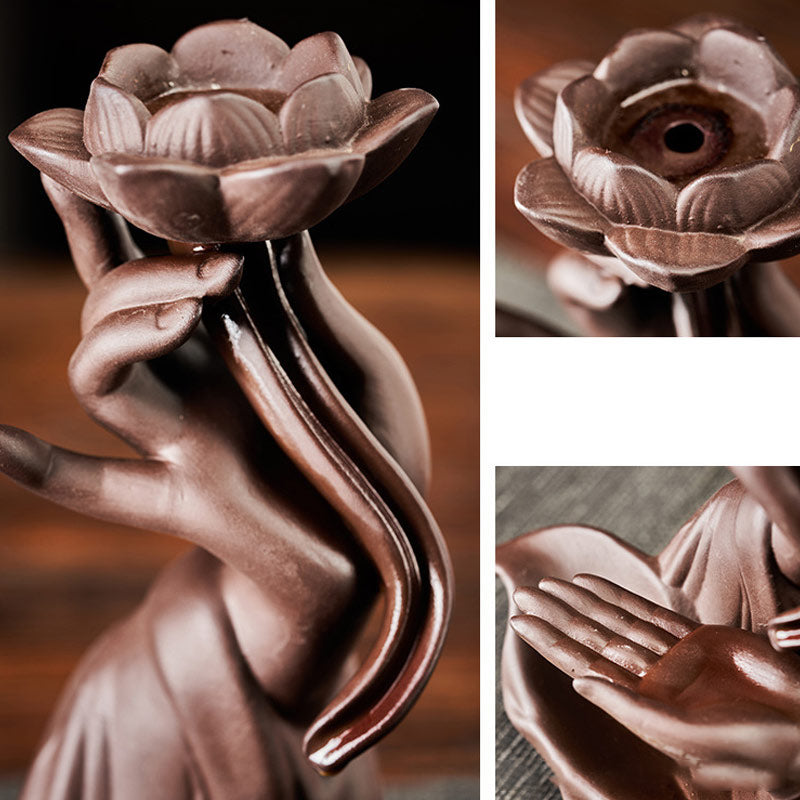 Buddha Stones Lotus Bergamotto Bruciatore di incenso curativo