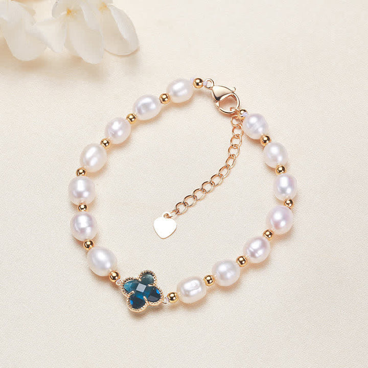 Bracciale a catena con quadrifoglio Buddha Stones, perle e ricchezza