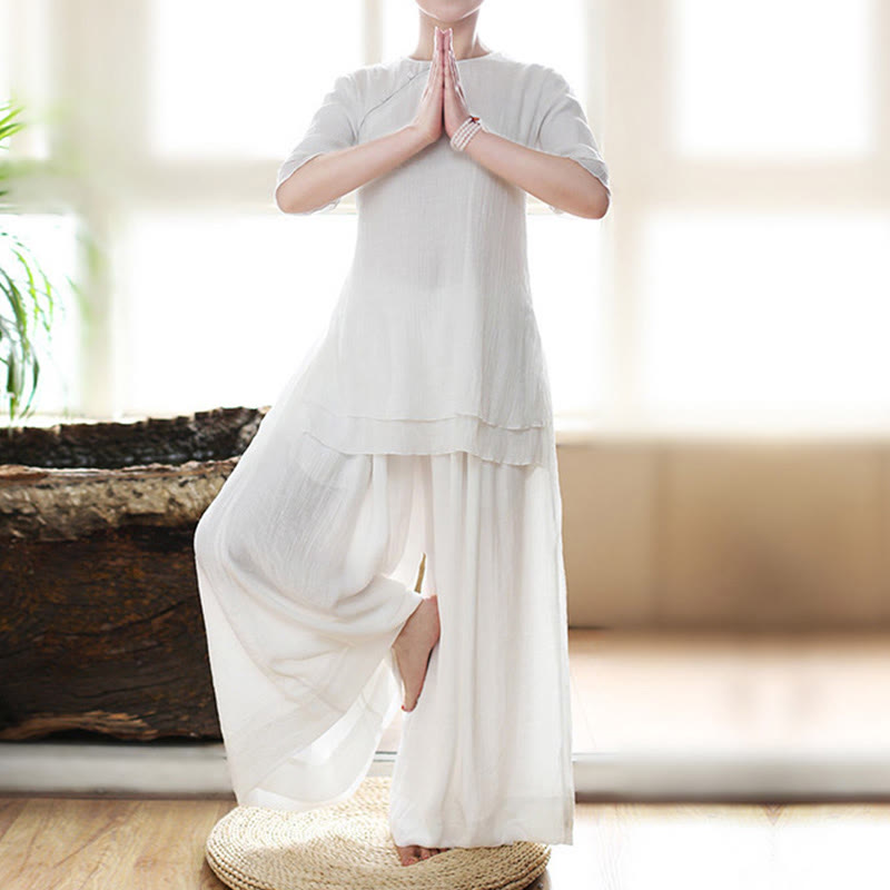 Buddha Stones Vintage Yoga Zen Preghiera Meditazione Spirituale Pratica Tinta Unita Abbigliamento Donna Set - US8-10, UK/AU12-14, EU40-42 (XL) - image 0