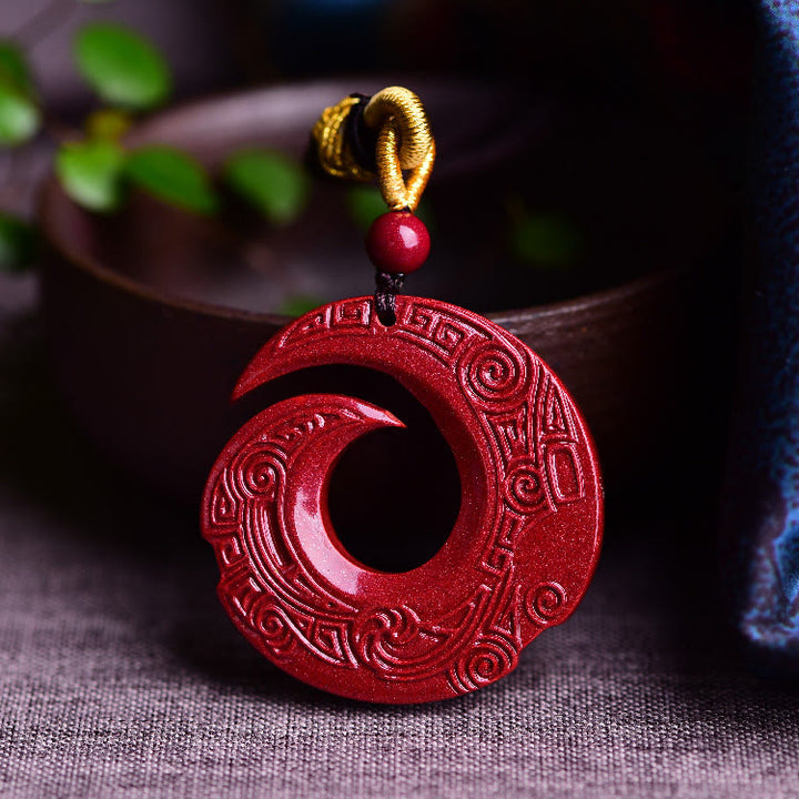 Buddha Stones La fortuna di una persona migliora il design del modello Collana con ciondolo di benedizione in cinabro naturale
