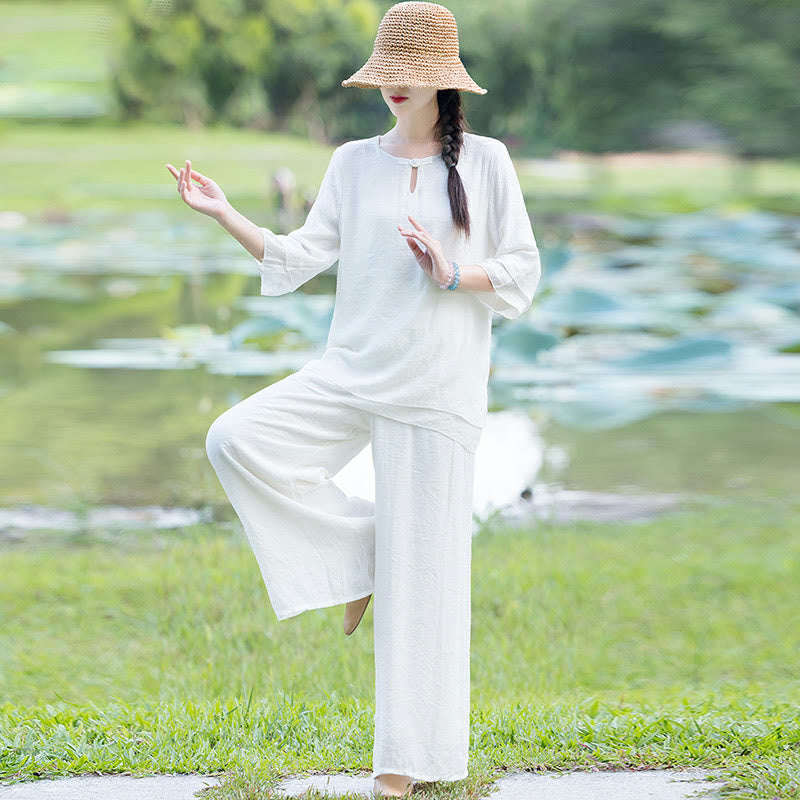 Completo da donna per Tai Chi, meditazione, preghiera, pratica spirituale zen mattutina. - image 2