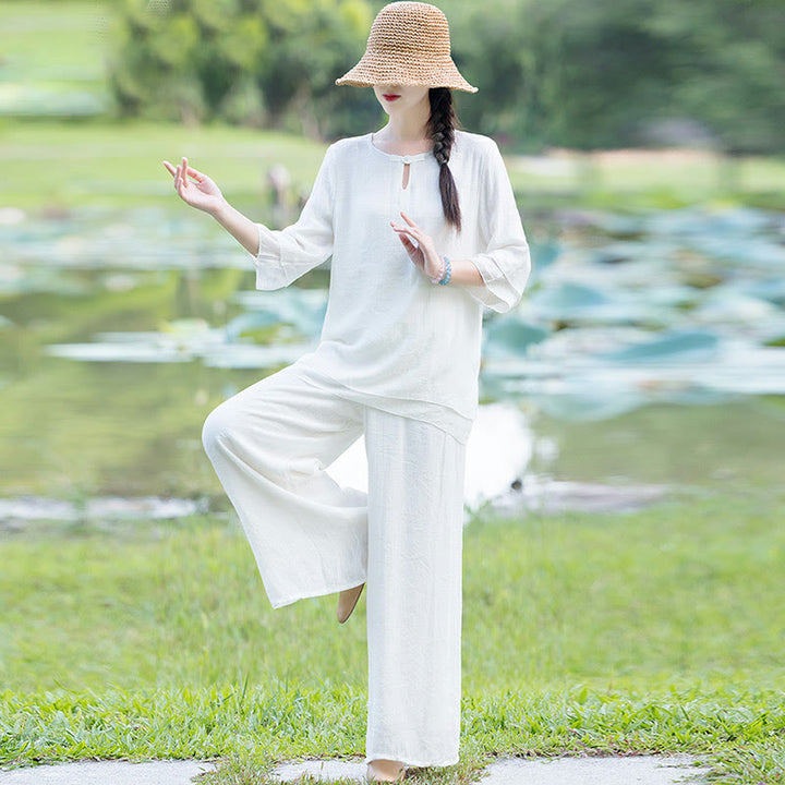 Completo da donna per Tai Chi, meditazione, preghiera, pratica spirituale zen mattutina. - image 2