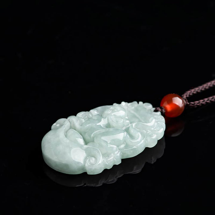 Collana con ciondolo di successo con 12 simboli dello zodiaco cinese in giada naturale Buddha Stones - image 3