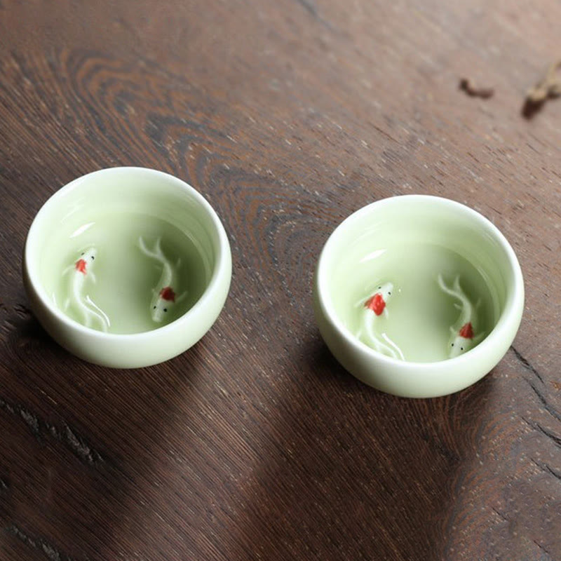 Buddha Stones Koi Fish colorato Tazza da tè in ceramica Kung Fu Tazza da tè Ciotola - image 43