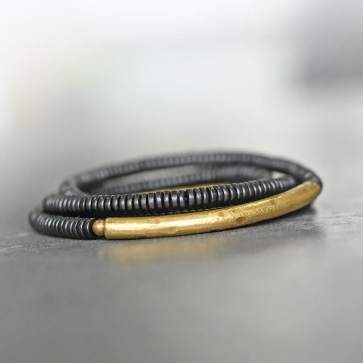Bracciale multistrato in ottone, rame e legno di ebano Buddha Stones - image 7