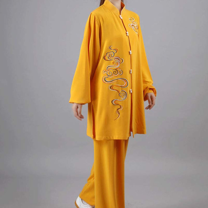 Buddha Stones Nuvole di buon auspicio Ricamo Meditazione Preghiera Spirituale Zen Tai Chi Qigong Pratica Set di abbigliamento unisex - image 10