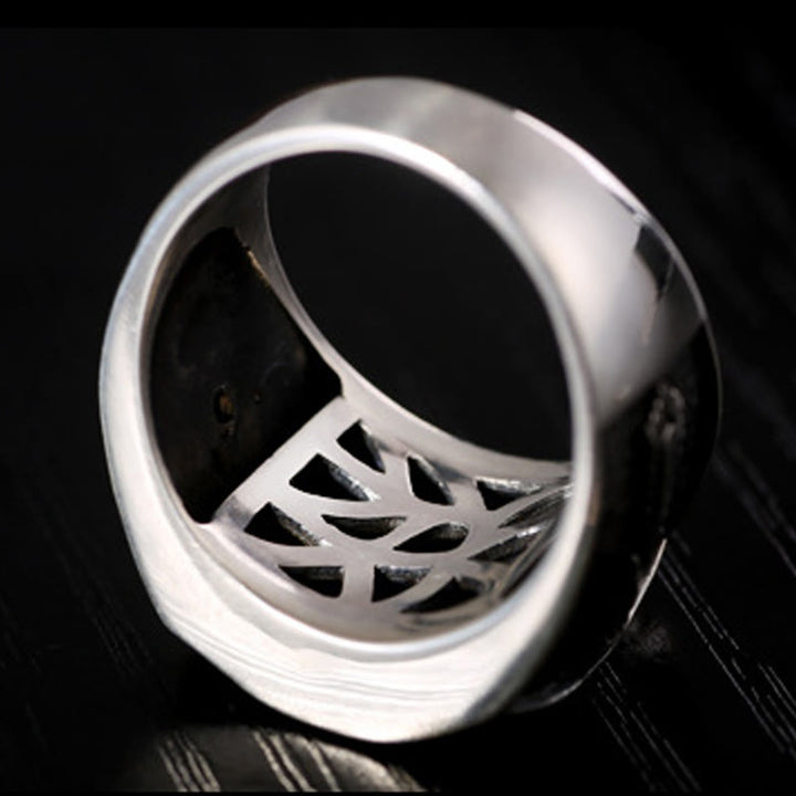 Anello regolabile con protezione intagliata in argento sterling 925 con design sanscrito Buddha Stones - image 11