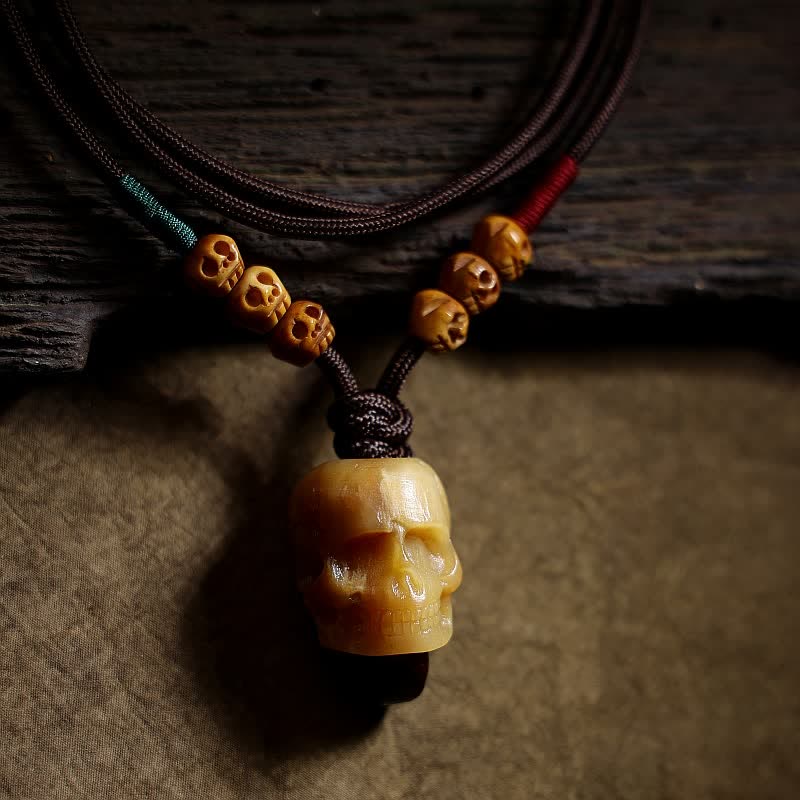 Buddha Stones Tibetano Osso di Cammello Teschio Il Signore del Cadavere Collana con Ciondolo per la Protezione della Foresta - image 2