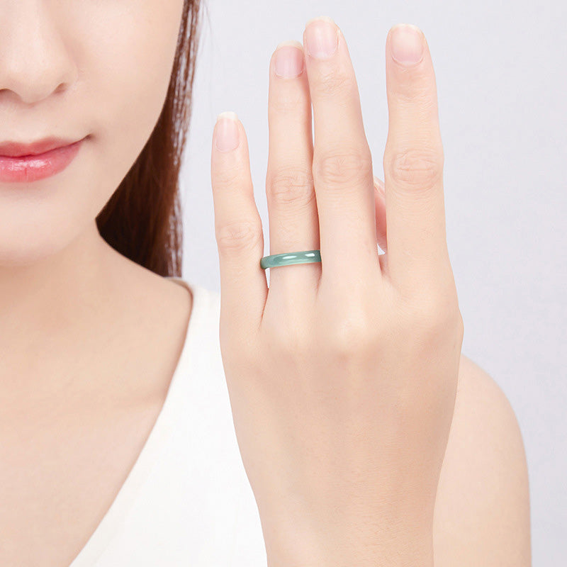 Anello di protezione della prosperità in giada naturale Buddha Stones