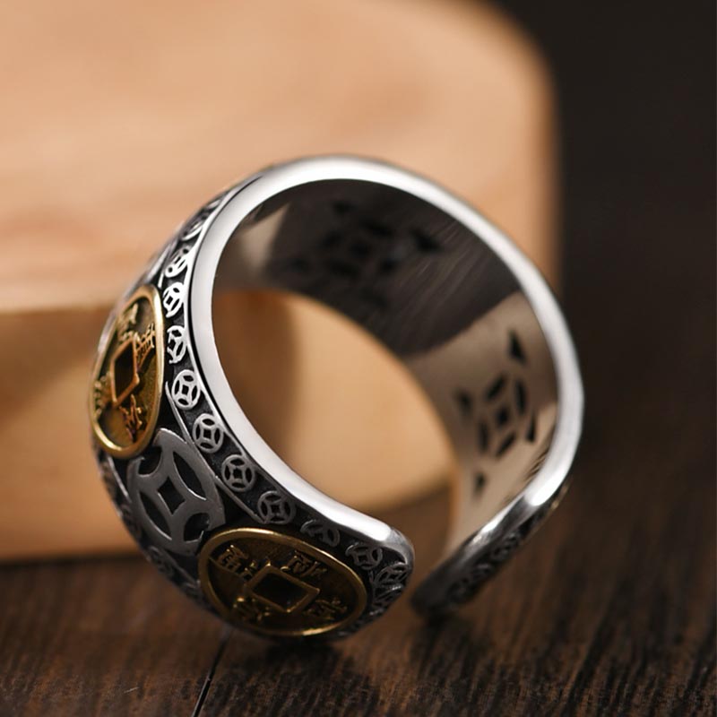 Anello regolabile con equilibrio di cinque monete dell'imperatore Buddha Stones - image 3