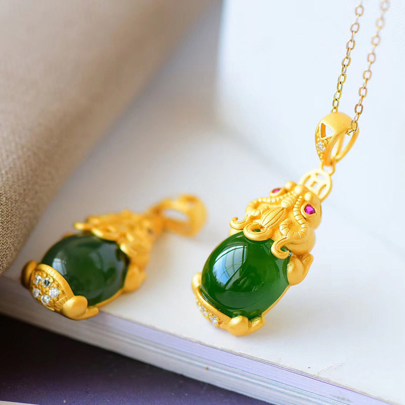 Collana Buddha Stones Natural Jade PiXiu Balance