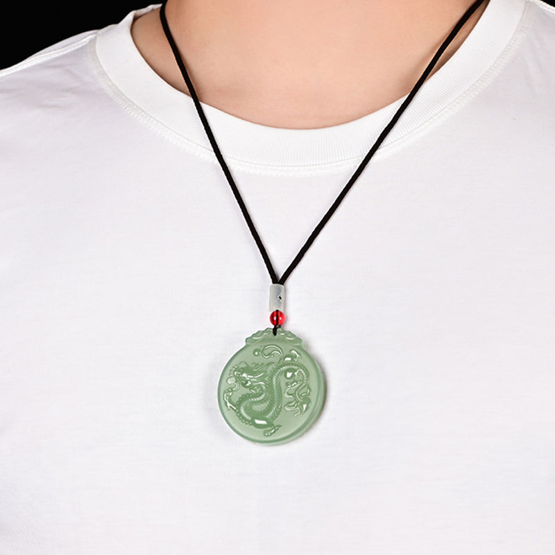 Collana con ciondolo a corda con ciondolo a forma di drago in giada con Buddha Stones e zodiaco cinese - image 2