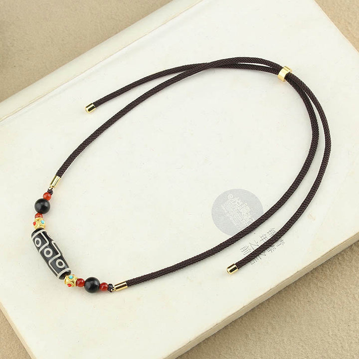 Buddha Stones Tibetano Nove Occhi Dzi Bead Protezione Benedizioni Collana Pendente - image 8