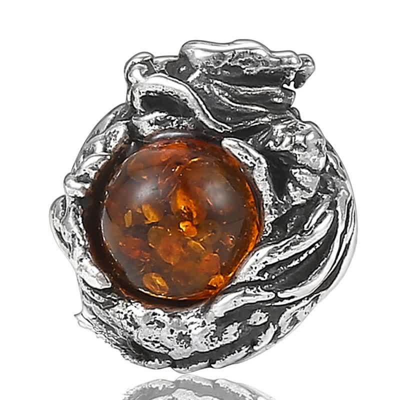 Orecchino a perno Buddha Stones 925 Sterling Silver Ambra naturale Drago Protezione Successo - image 13