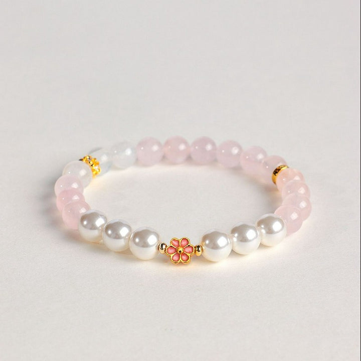 Buddha Stones Bracciale Sweet Blossom Harmony con quarzo rosa e quarzo trasparente - image 4