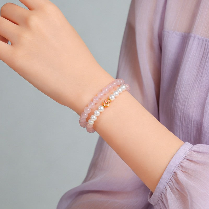 Buddha Stones Bracciale Sweet Blossom Harmony con quarzo rosa e quarzo trasparente - image 15