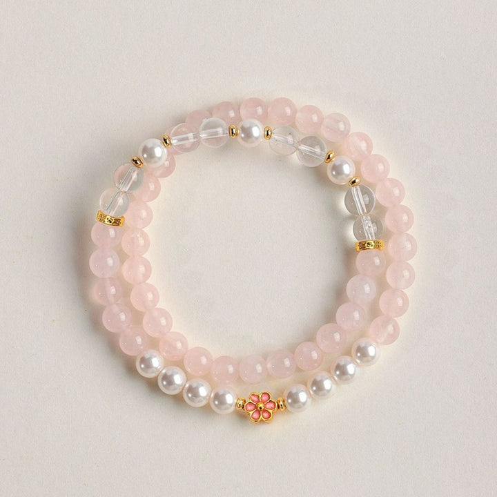 Buddha Stones Bracciale Sweet Blossom Harmony con quarzo rosa e quarzo trasparente - image 14