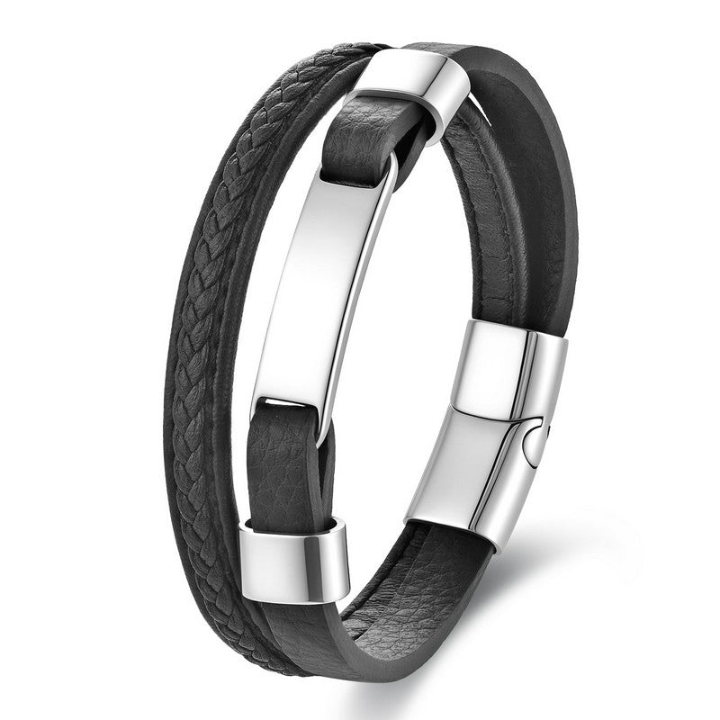Buddha Stones Bracciale in pelle a doppio strato con design intrecciato - image 7