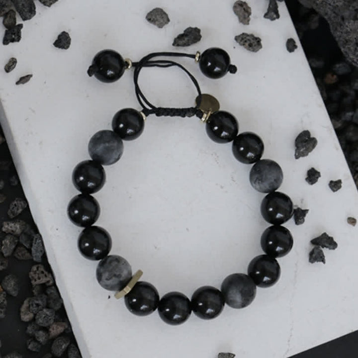 Braccialetto di purificazione con pietra glitterata nera e ossidiana nera