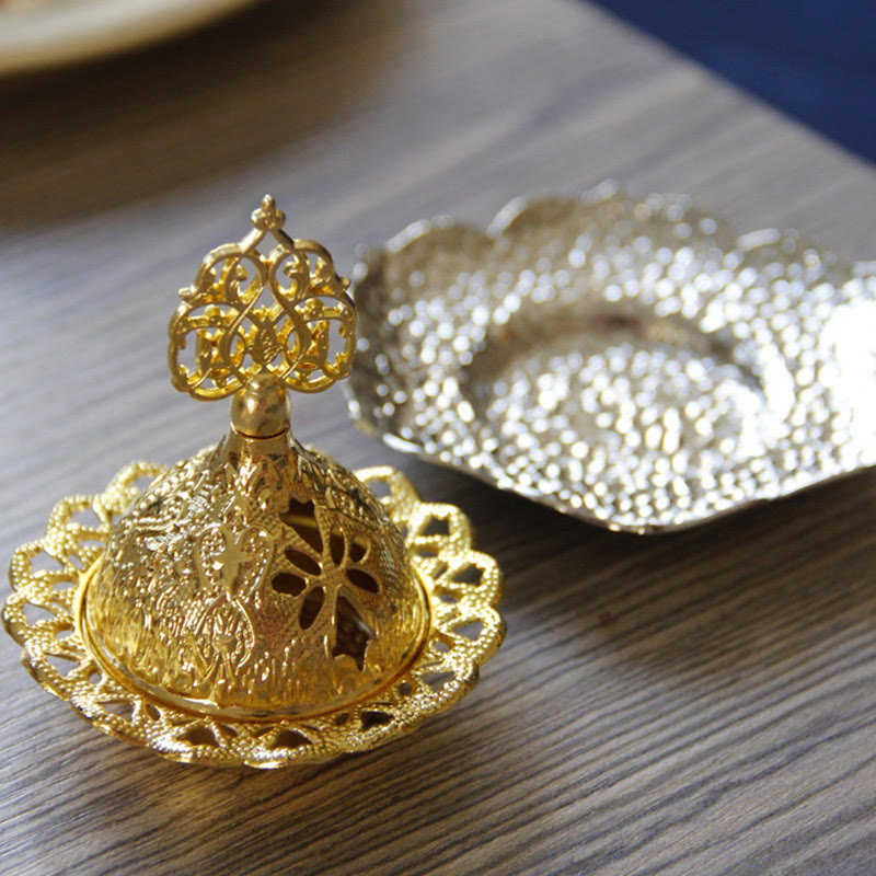 Sottobicchiere in foglia d'oro spirituale Mini lega di metallo bruciatore di incenso