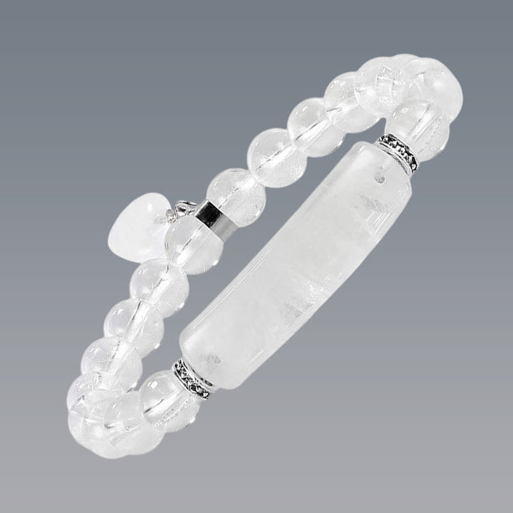 Braccialetto di perline curative con cuore d'amore in quarzo naturale Buddha Stones