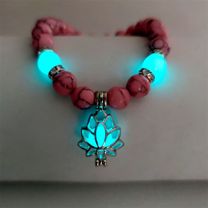 Braccialetto di protezione con perline luminose in pietra luminosa turchese tibetano Buddha Stones