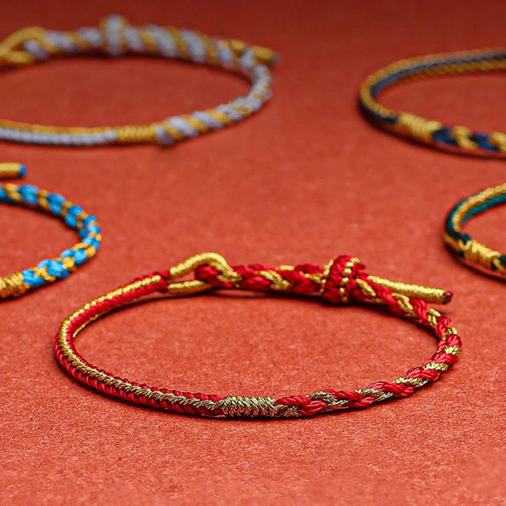 Braccialetto di protezione con treccia in corda, fatto a mano con Buddha Stones , zodiaco cinese, coniglio, gallo, topo, cavallo, drago
