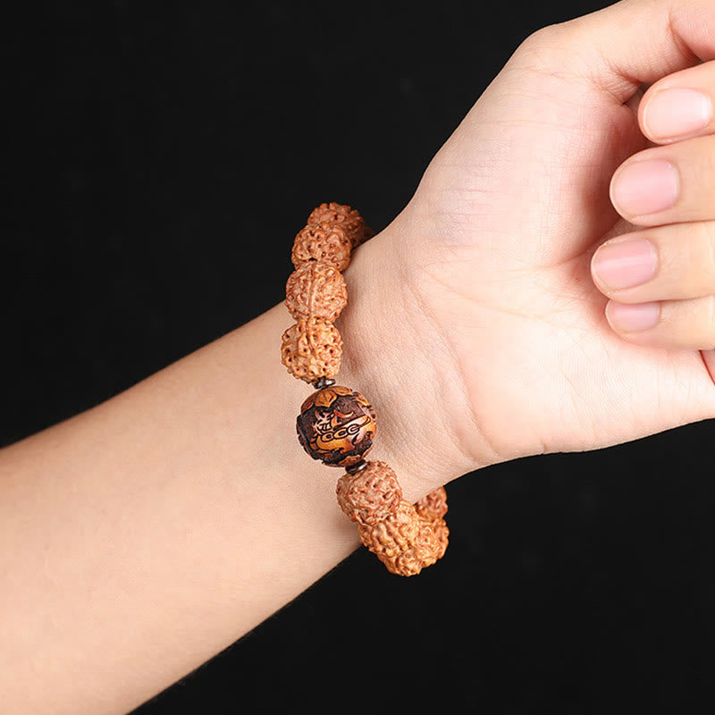 Buddha Stones Tibet Rudraksha Bodhi Seed PiXiu Moneta di rame Braccialetto della fortuna