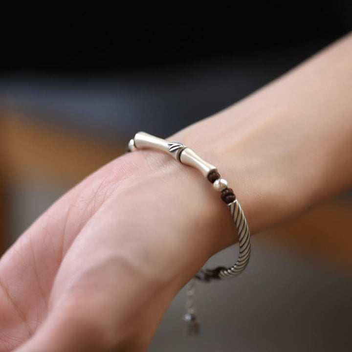 Bracciale Buddha Stones 999 Sterling Silver Bamboo Pattern Cicada Luck Wealth - image 8