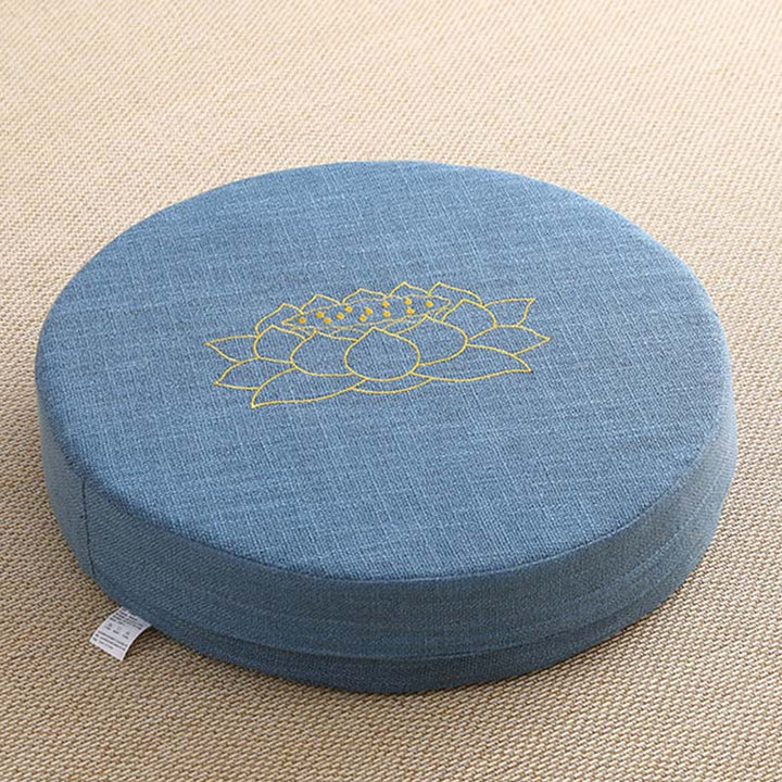 Cuscino per seduta da meditazione in cotone e lino con ricamo di loto Buddha Stones
