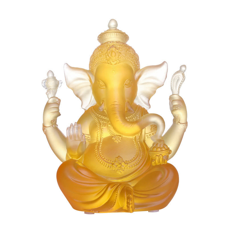 Buddha Stones fatte a mano Ganesh Ganpati Elefante Figurina Liuli Cristallo Pezzo d'Arte Protezione Statua Decorazione della casa - image 7