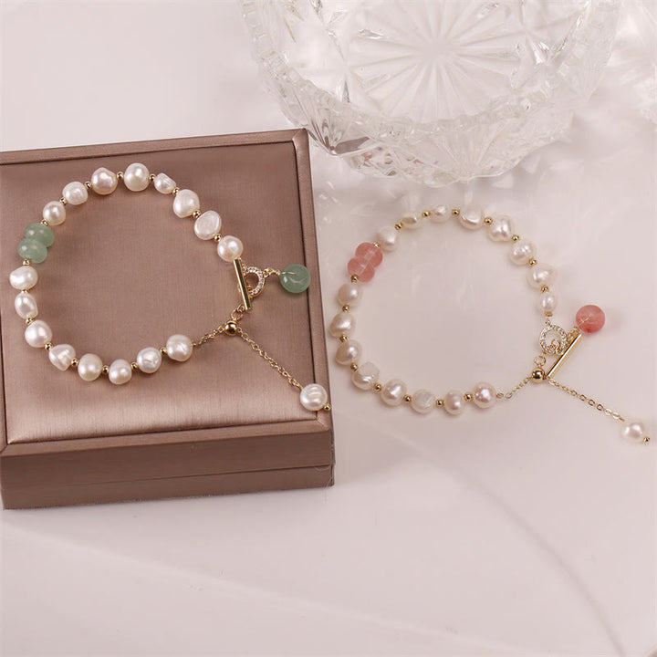 Braccialetto a catena curativo con perle di quarzo fragola verde Buddha Stones