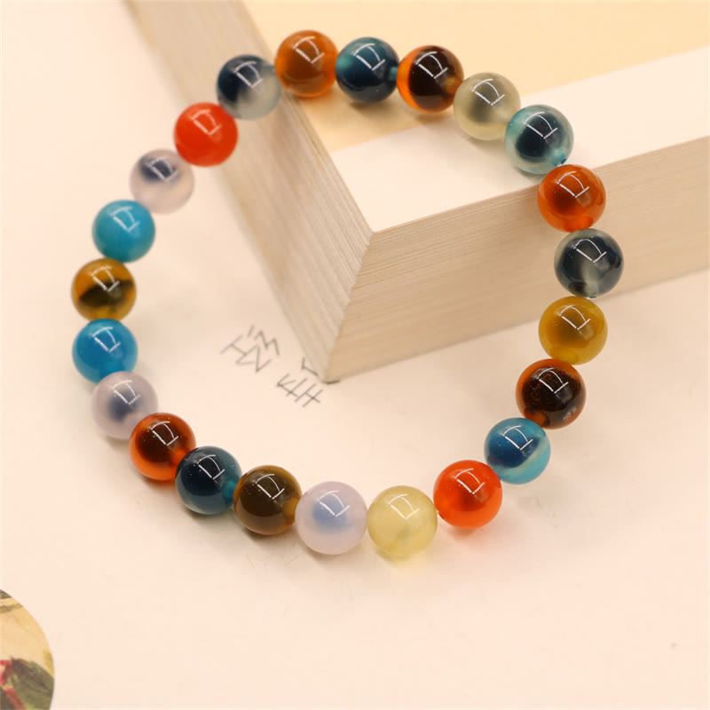 Braccialetto di perline di forza curativa in agata di caramelle colorate