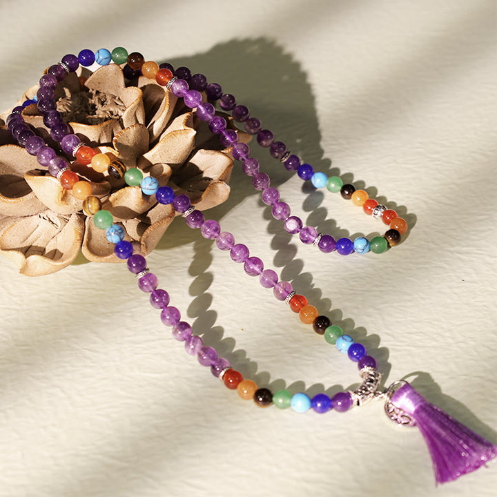 Buddha Stones, cristalli curativi, Mala, perline da preghiera, 108 bracciali multistrato per meditazione e guarigione